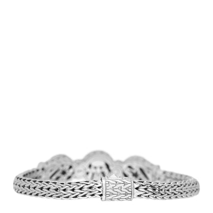 John Hardy Sterling Silver Pave Diamond Round Trio Station Bracelet 2 of 3