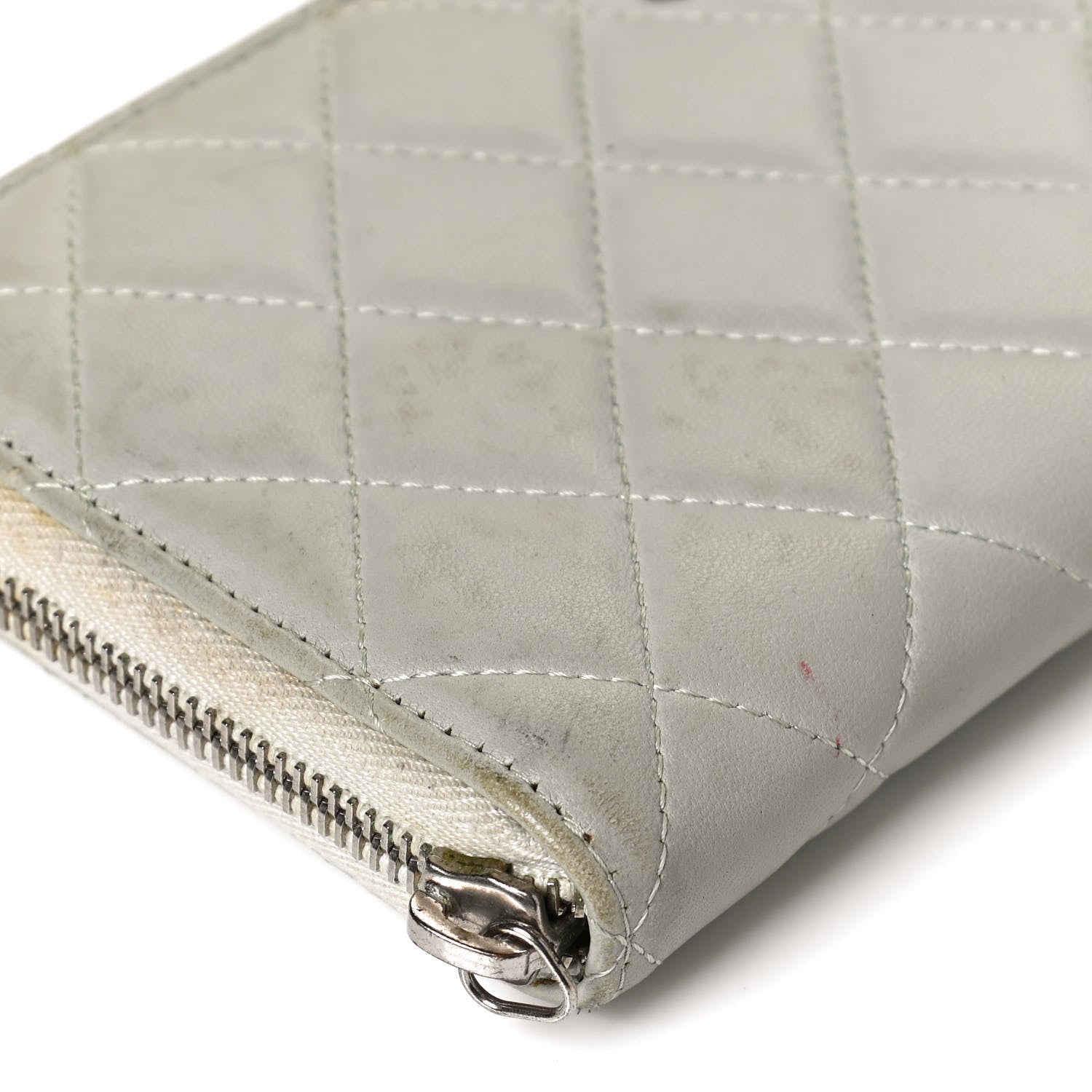 Chanel Lambskin Quilted Large Gusset Zip Around Wallet Light Green 10 of 12