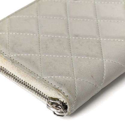 Chanel Lambskin Quilted Large Gusset Zip Around Wallet Light Green 10 of 12