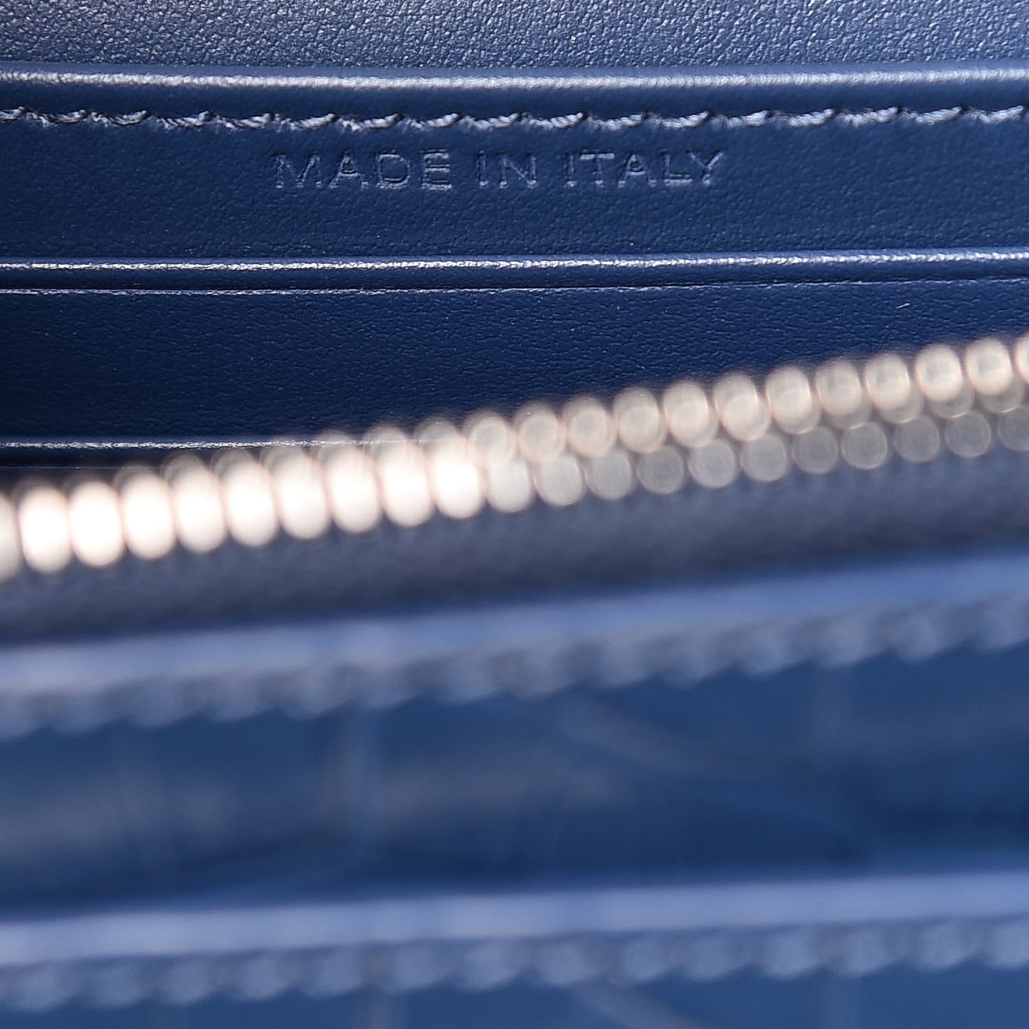 Calfskin Crocodile Embossed Monogram Sunset Chain Wallet Denim