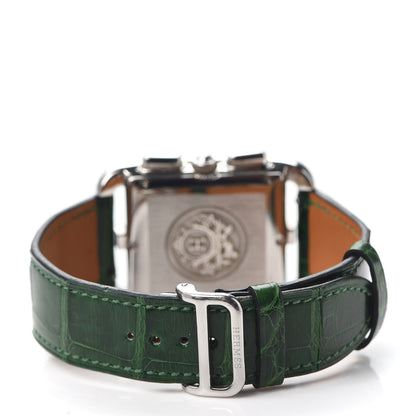 Hermes Stainless Steel Alligator 31mm Cape Cod Chrono Quartz Watch Vert Moyen 3 of 6