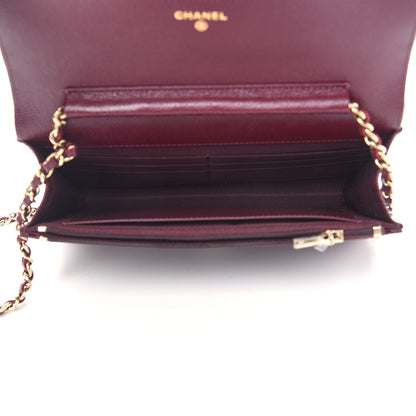 Chanel Caviar Quilted Wallet on Chain WOC Burgundy 5 of 10