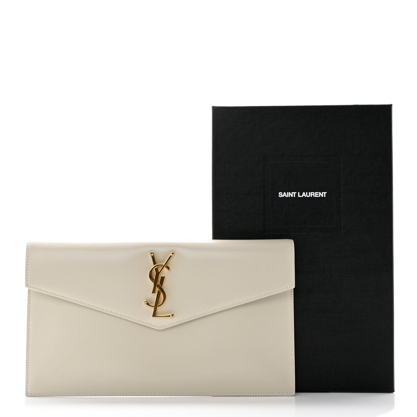 Smooth Shiny Calfskin Uptown Pouch Crema Soft
