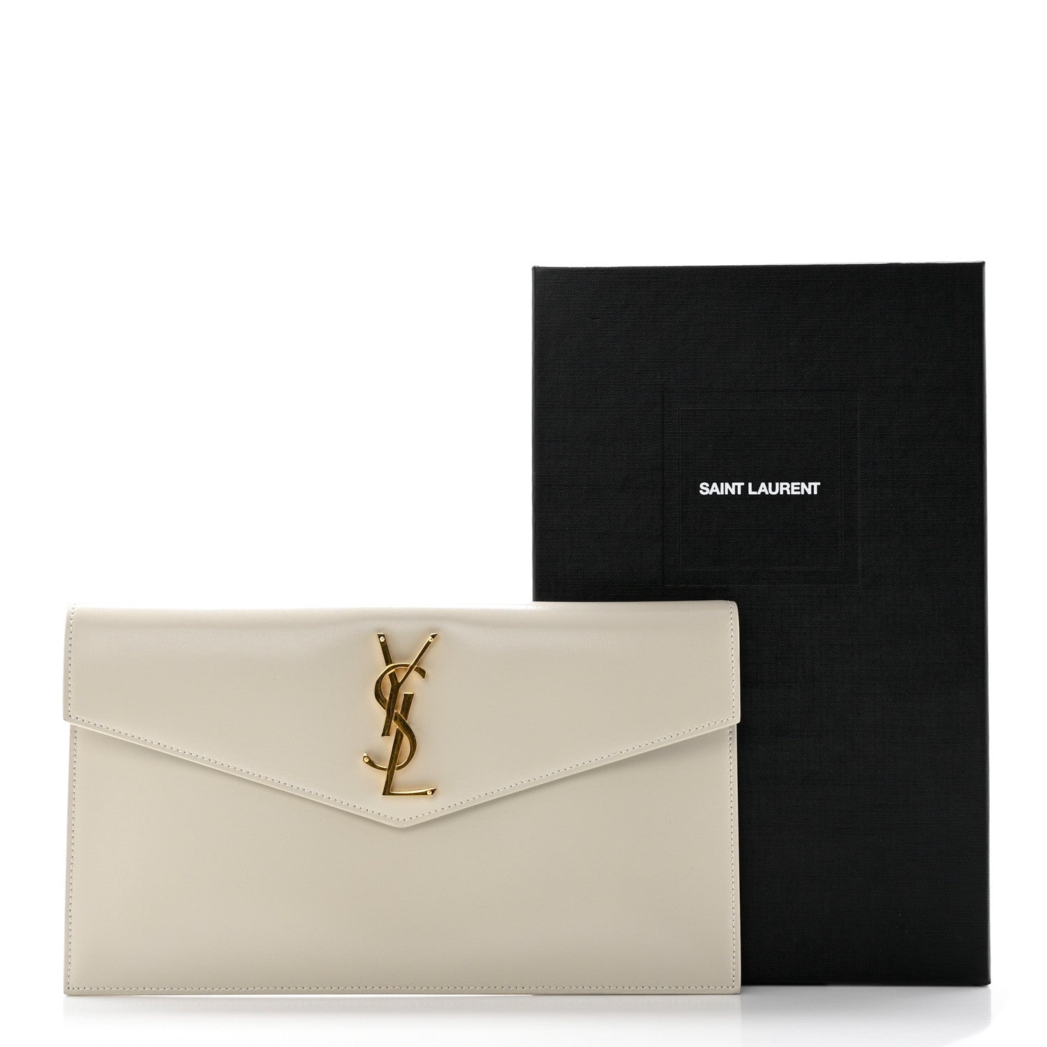 Saint Laurent Smooth Shiny Calfskin Uptown Pouch Crema Soft 8 of 8