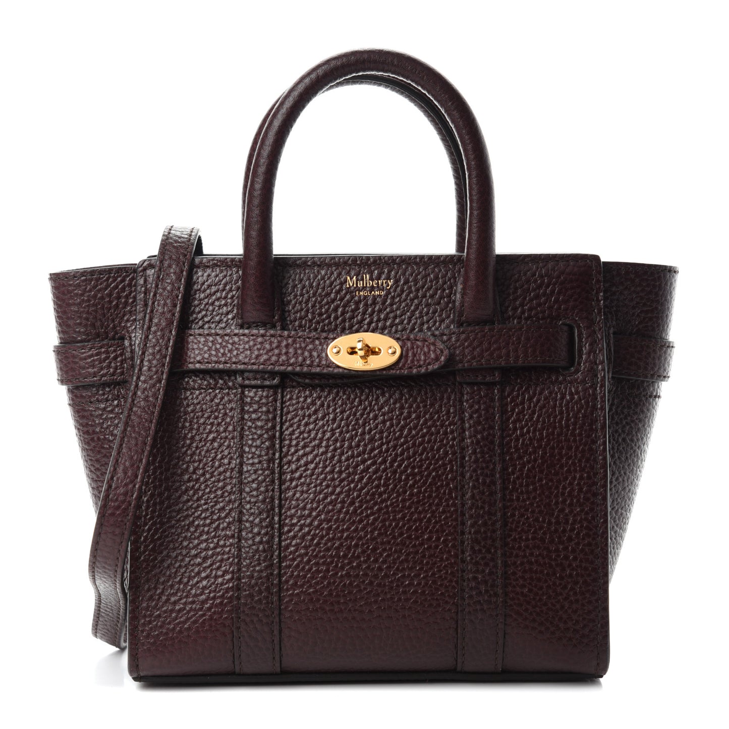 Small Classic Grain Micro Bayswater Zip Tote Oxblood