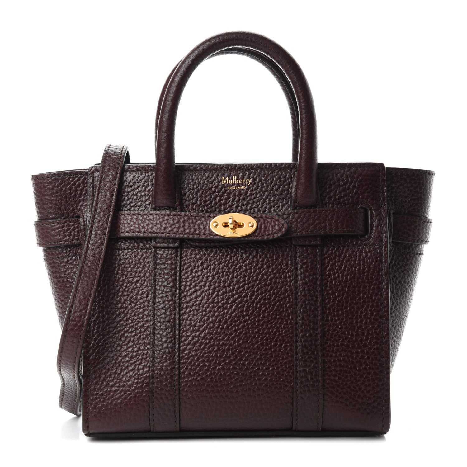Mulberry Small Classic Grain Micro Bayswater Zip Tote Oxblood 1 of 9