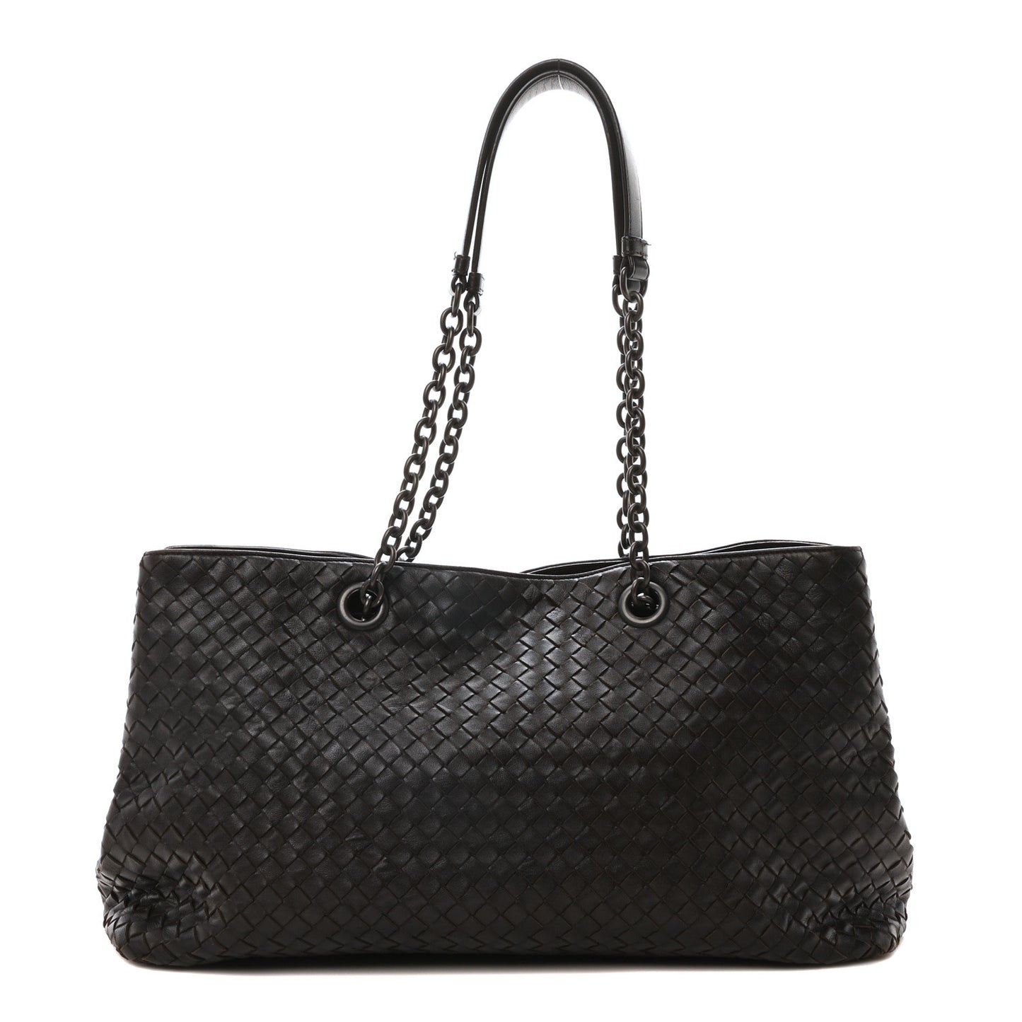 Nappa Intrecciato Classic Chain Strap Tote Ebano
