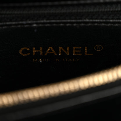 Chanel Calfskin Lizard Chevron Quilted Medium Coco Handle Flap Black 6 of 15