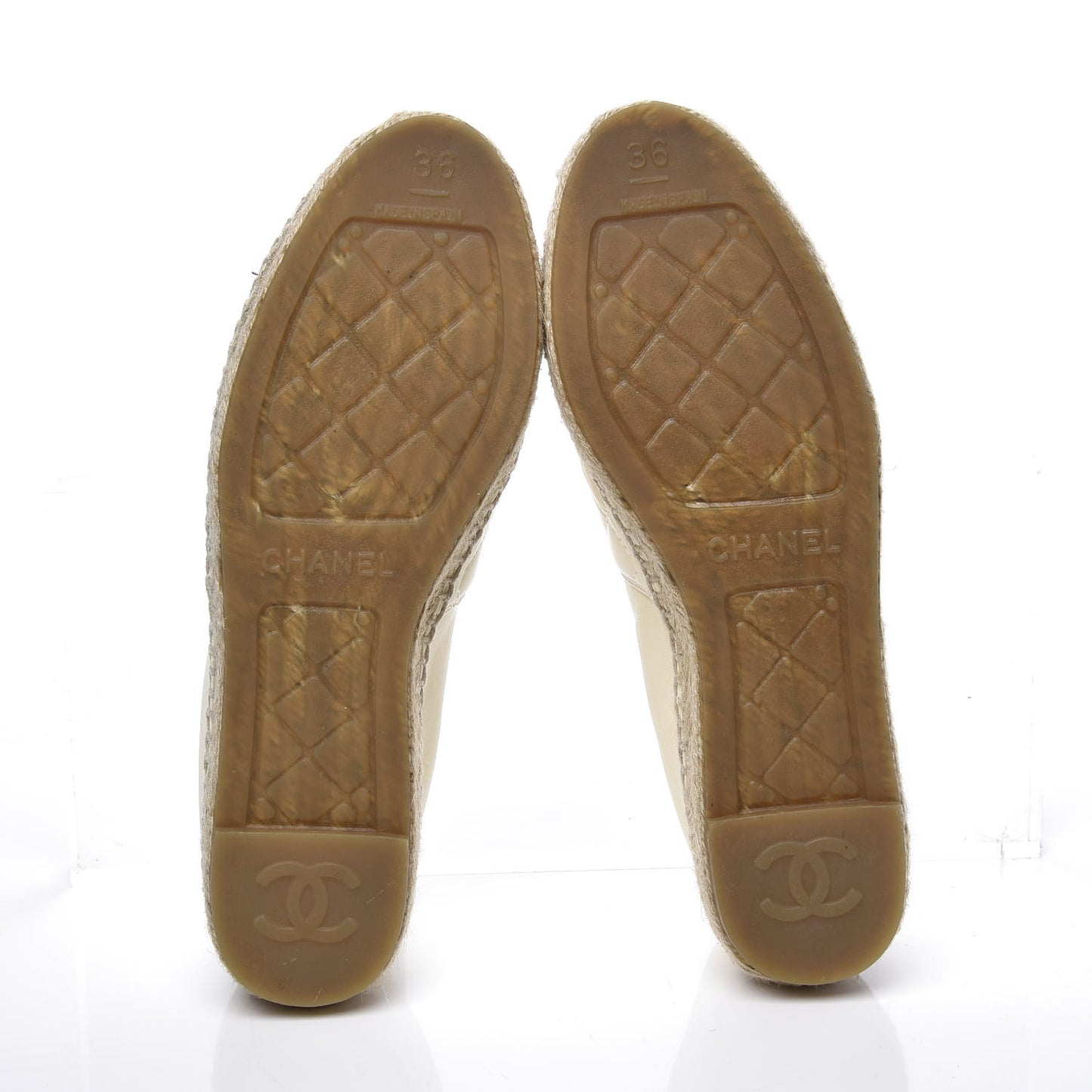 Lambskin Quilted CC Espadrilles 36 Ivory