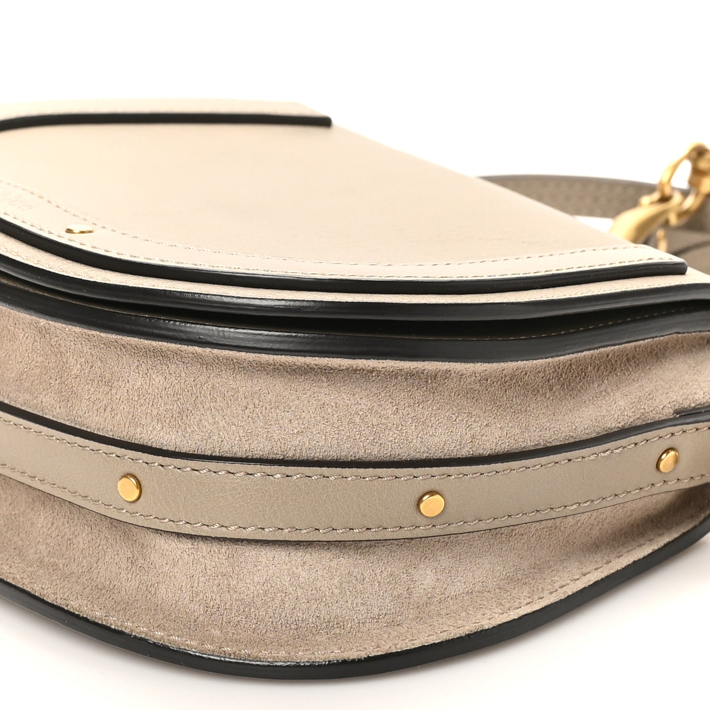 Calfskin Suede Small Nile Bracelet Bag Motty Grey