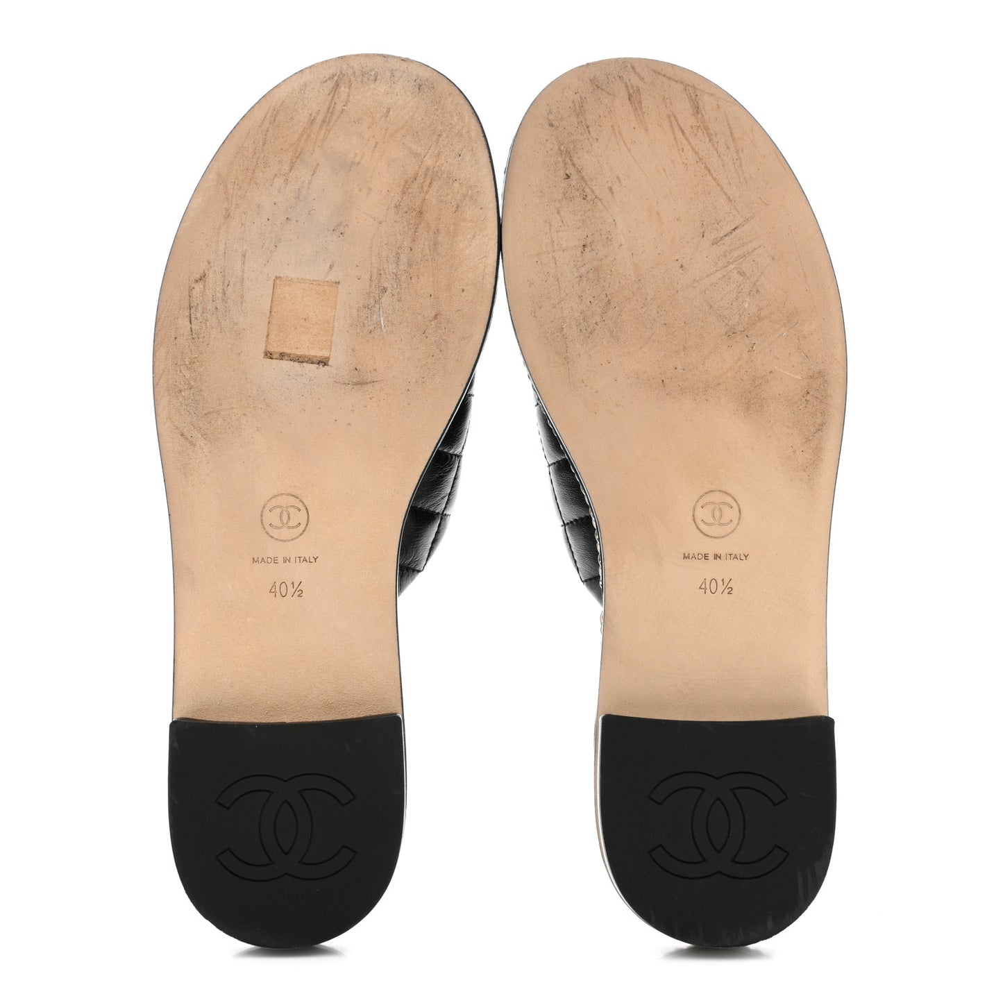 Lambskin Quilted Chain CC Sandals 40.5 Black