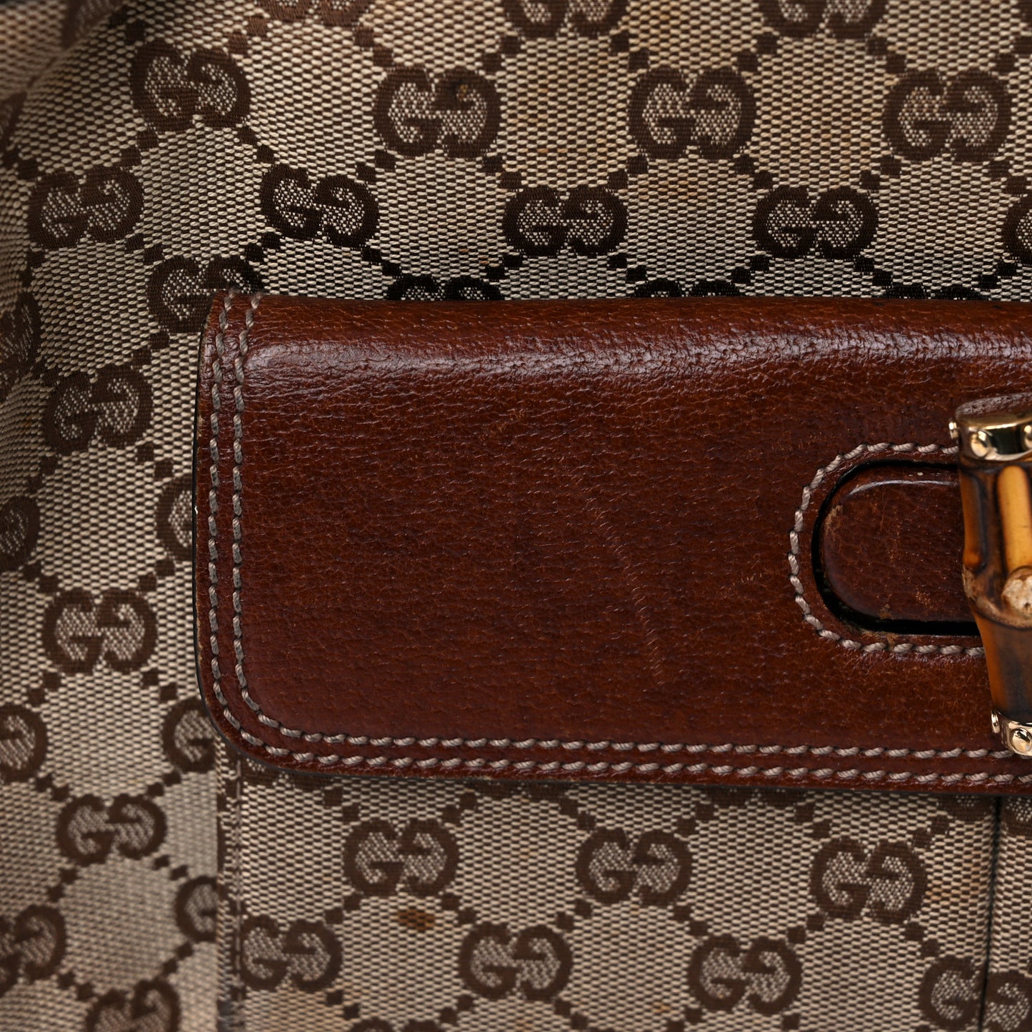 Monogram Bamboo Top Handle Bag Brown