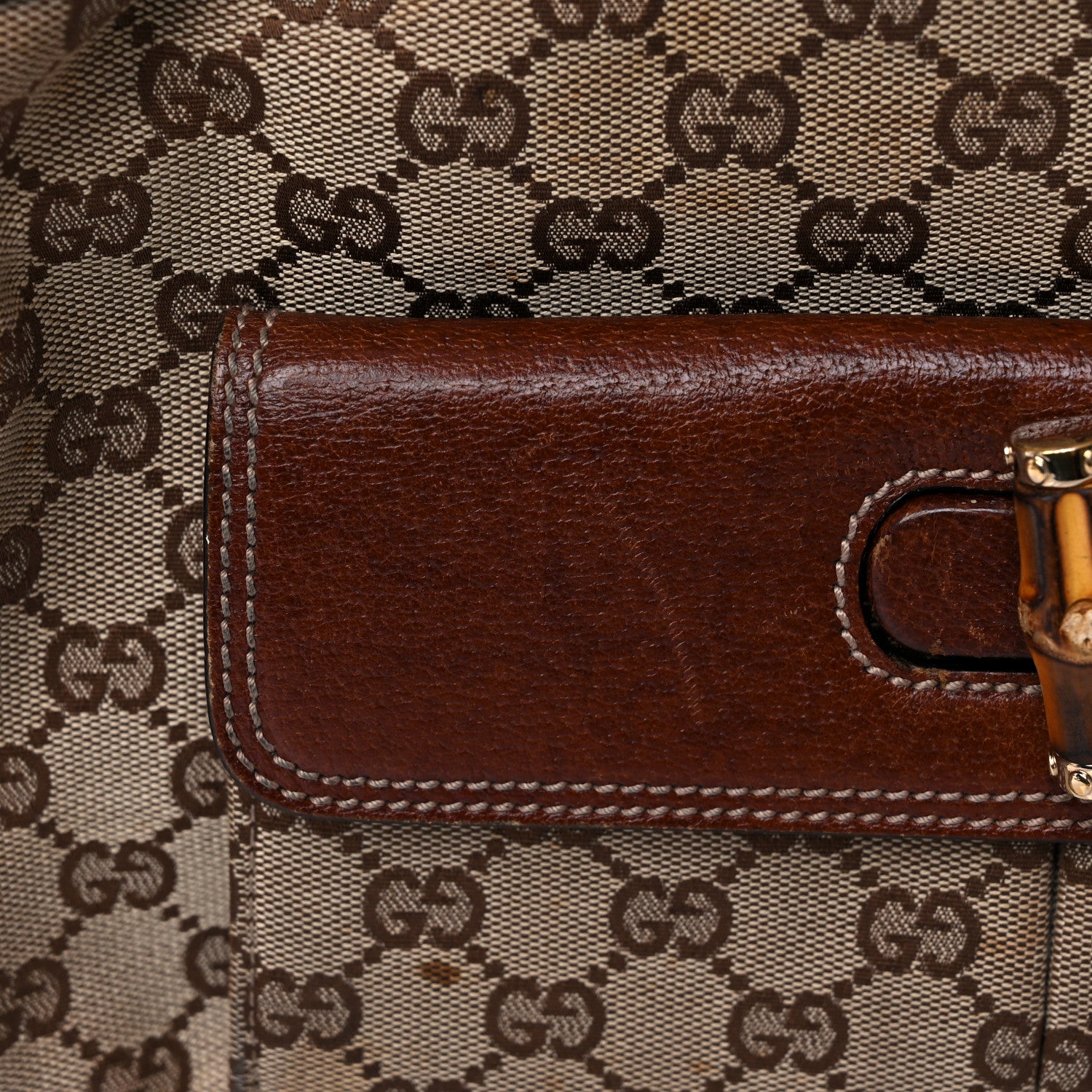 Gucci Monogram Bamboo Top Handle Bag Brown 22 of 24