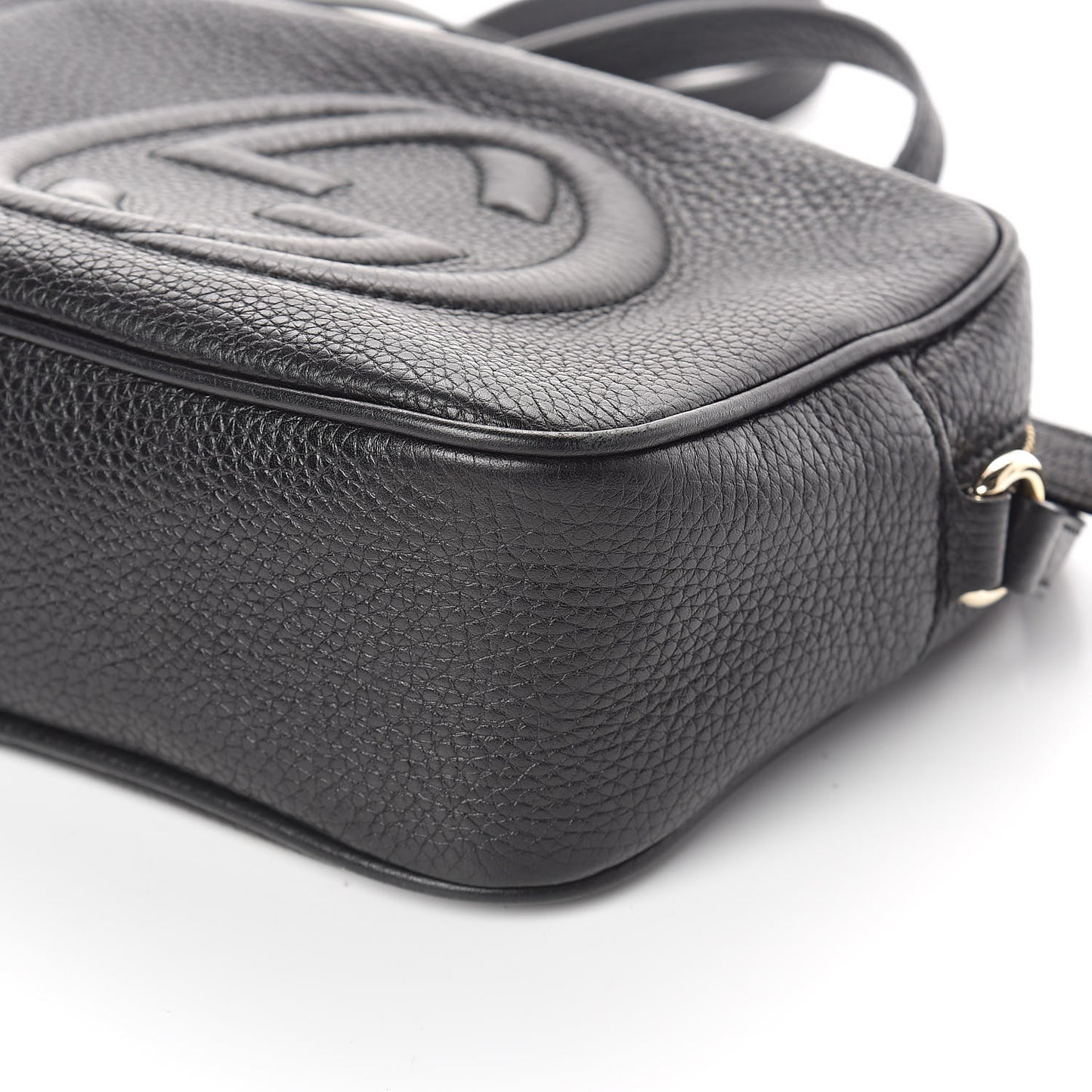 Pebbled Calfskin Small Soho Disco Bag Black
