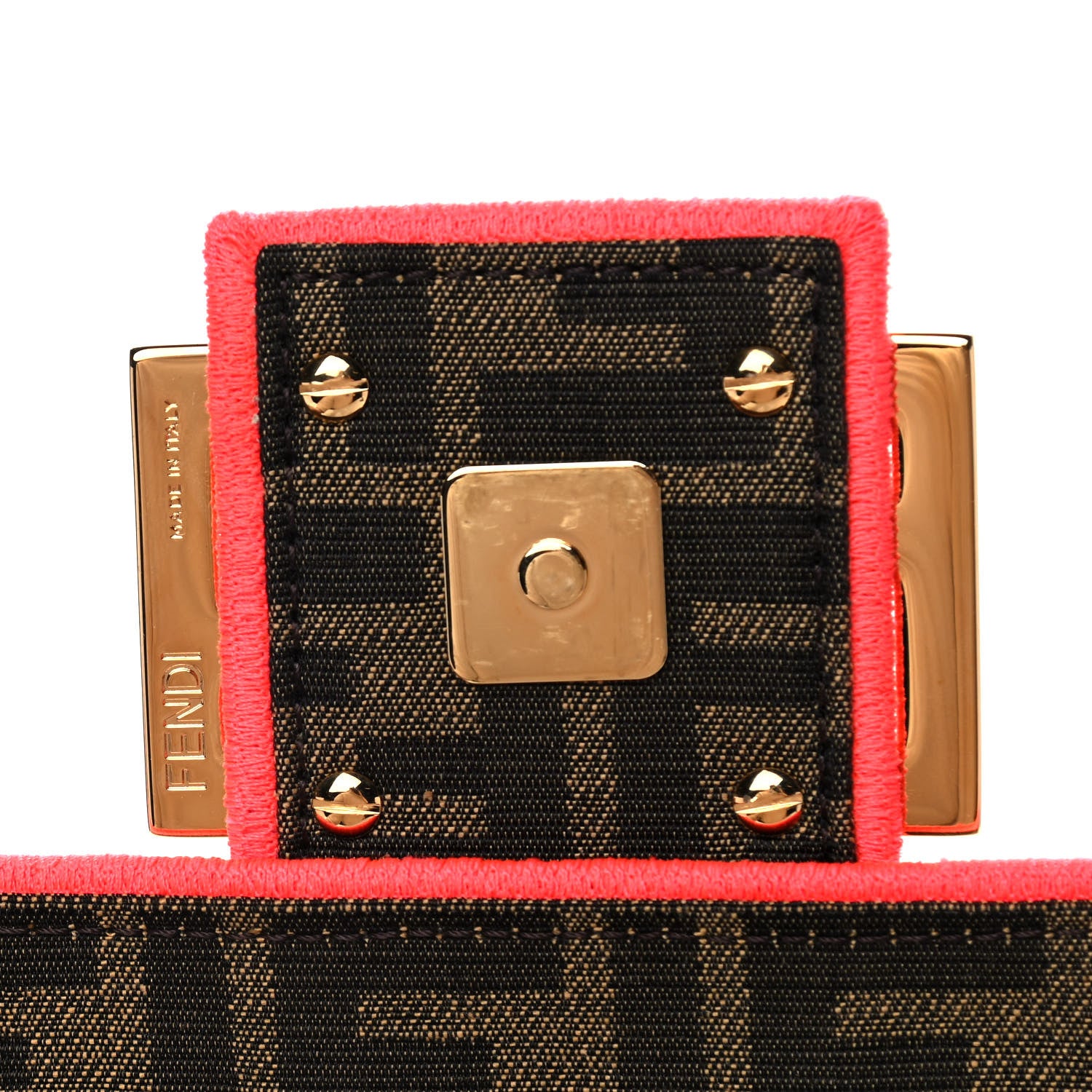 Fendi Fabric Jacquard FF 1974 Large Baguette Tobacco Moro Fuxia Fluo 10 of 14