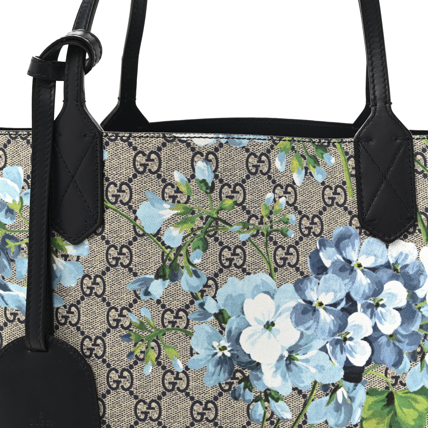 Gucci GG Supreme Monogram Blooms Medium Reversible Tote Beige Blue