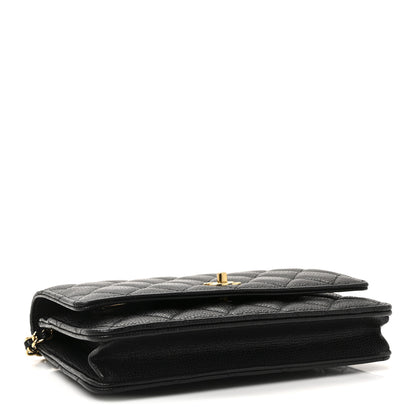 Chanel Caviar Quilted CC Turnlock Wallet On Chain WOC Black 4 of 11
