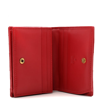 Gucci Calfskin Matelasse GG Marmont Card Case Wallet Hibiscus Red 5 of 10