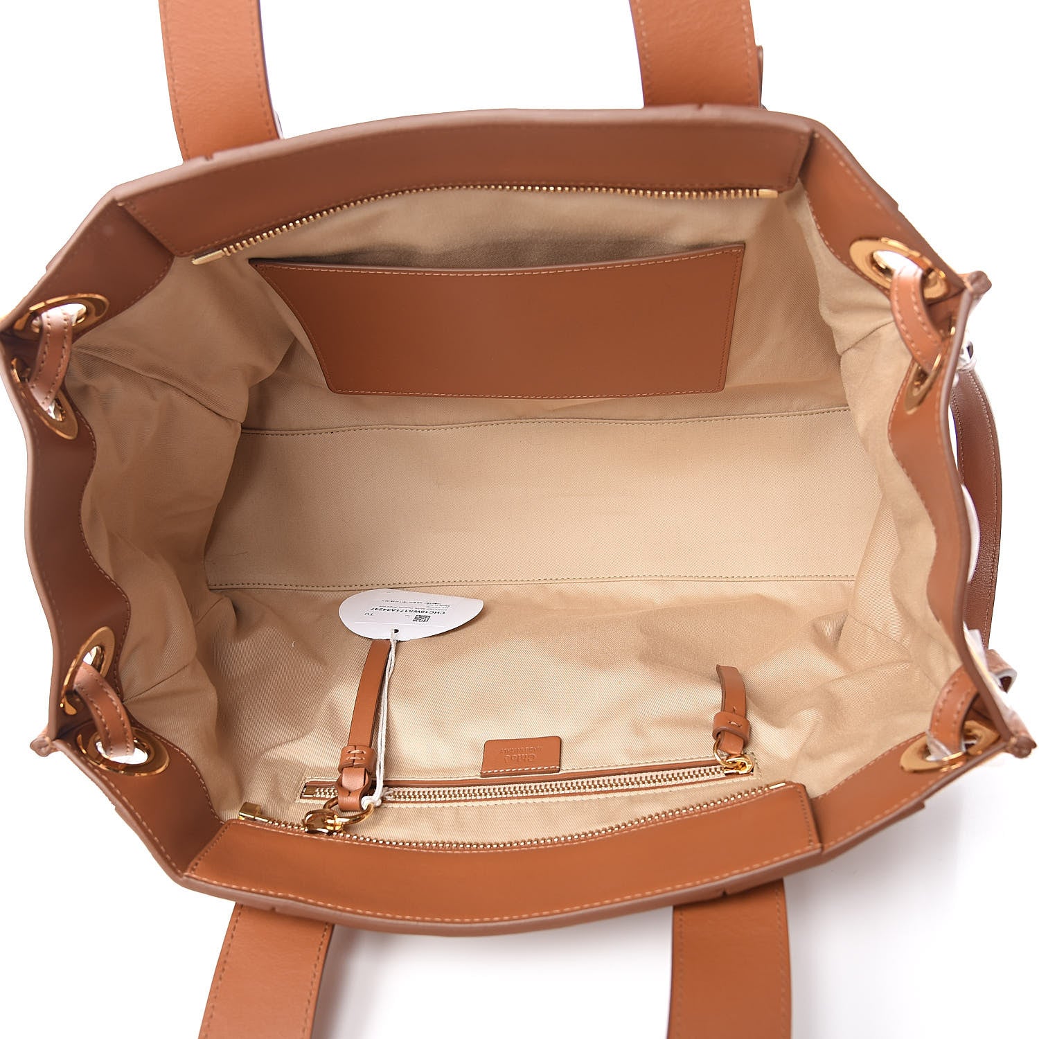 Chloe Smooth Calfskin Little Horses Embroidered Tao Zipped Tote Caramel 5 of 10