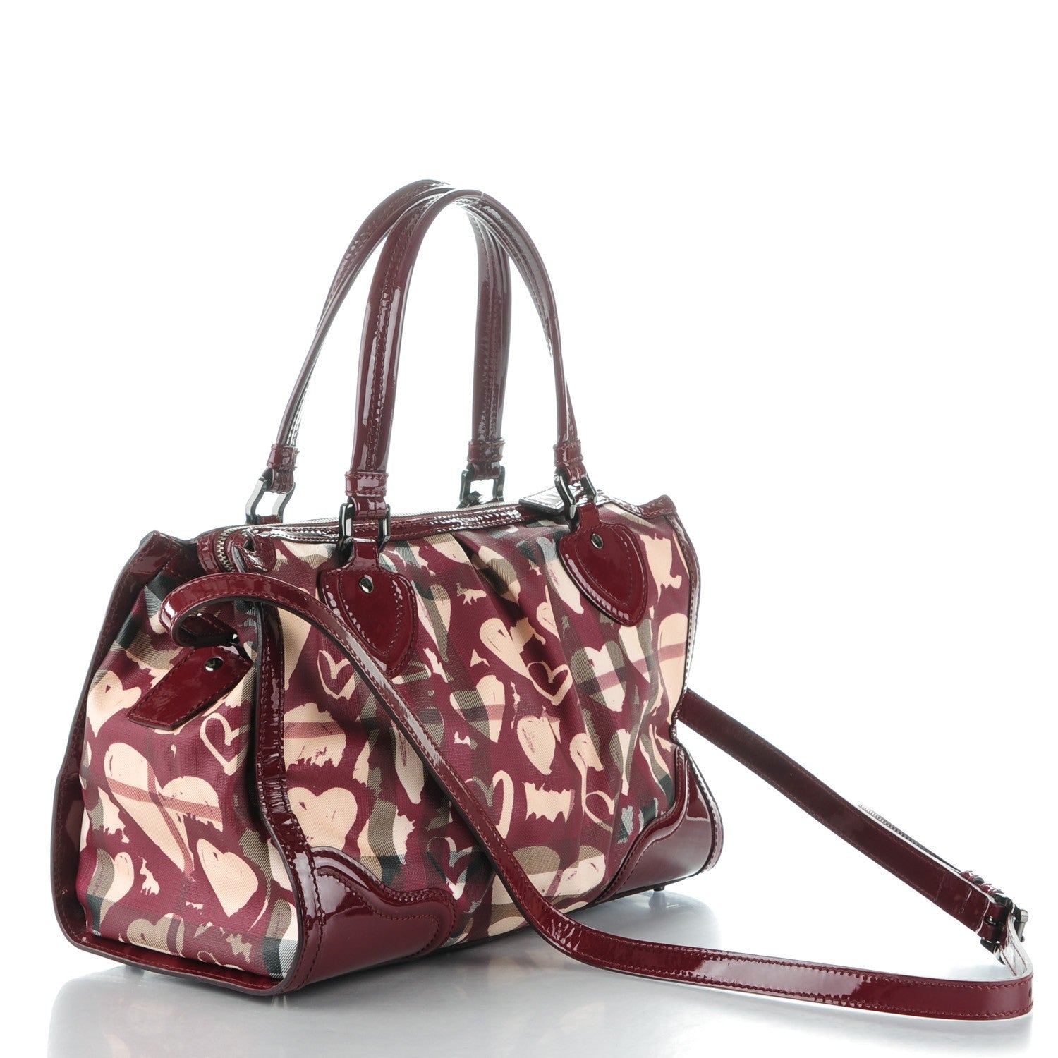 Burberry Nova Check Heart Print Pilgrim Satchel Berry 3 of 8