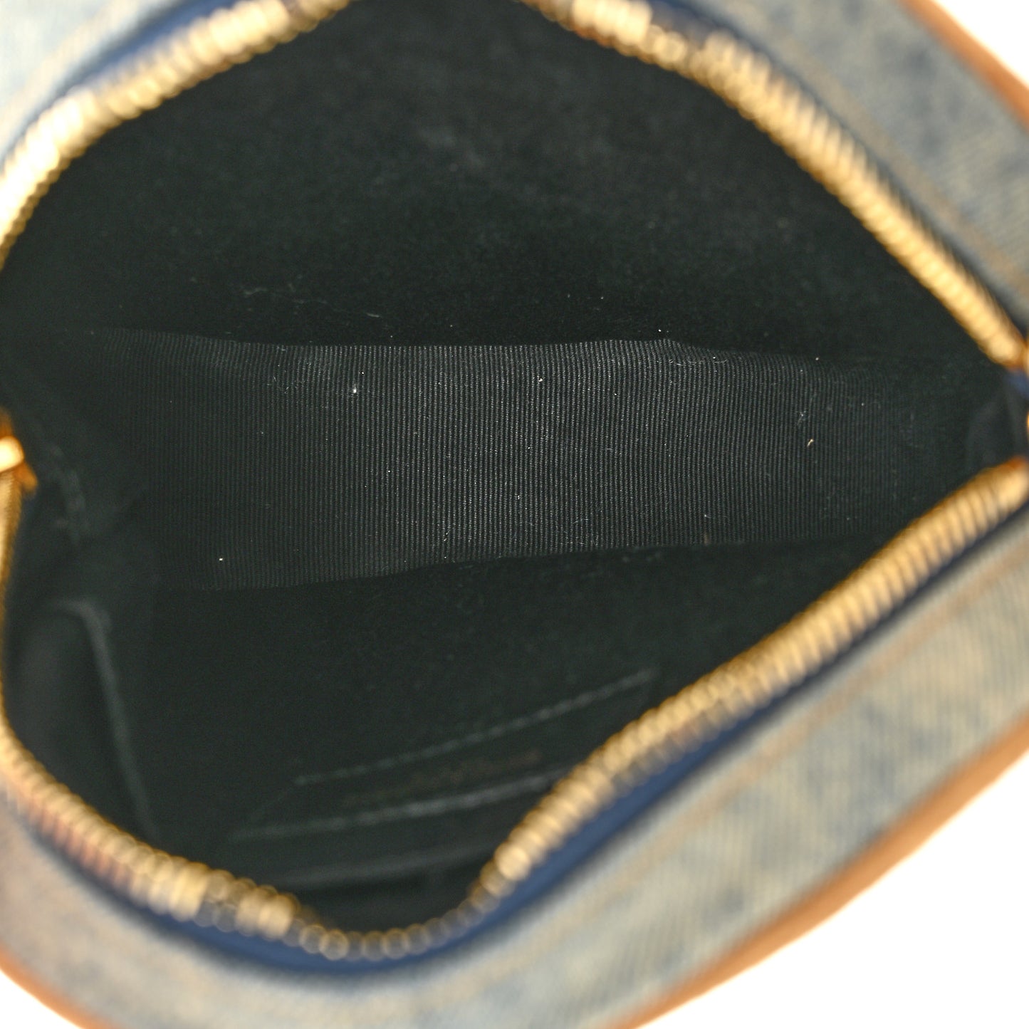 Denim Quilted Monogram Round Crossbody Bag Rodeo Blue