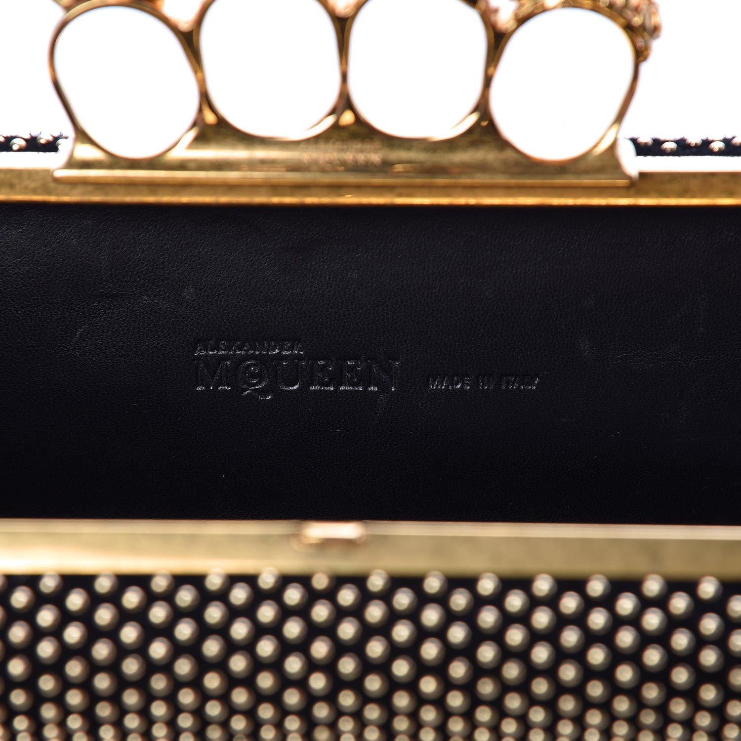 Alexander McQueen Suede Studded Skull Knuckle Box Clutch Black 6 of 6