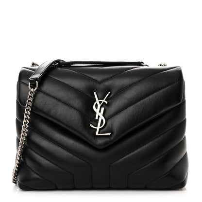 Saint Laurent Calfskin Y Quilted Monogram Small Loulou Chain Satchel Black 1 of 11