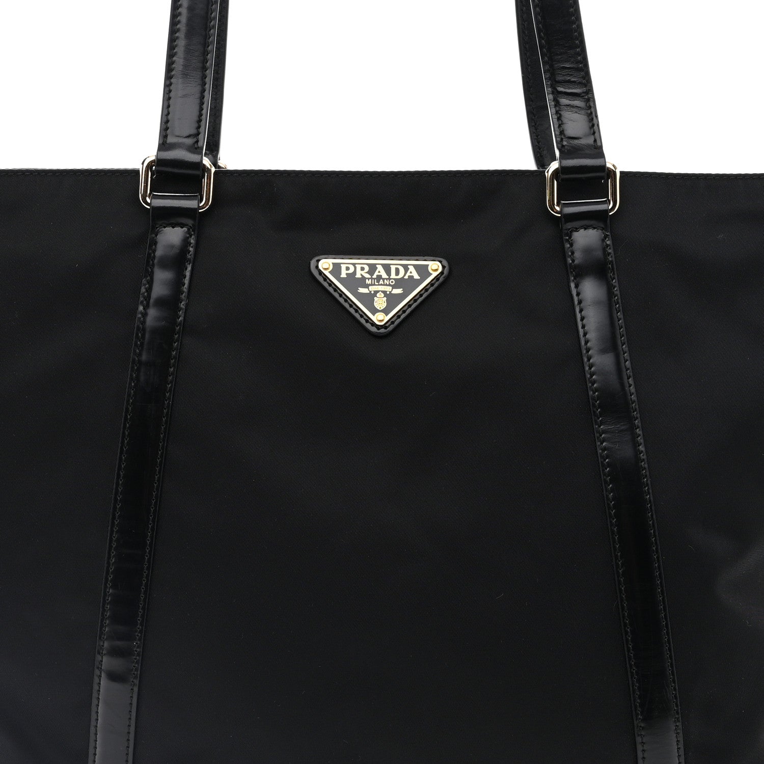 Prada Tessuto Nylon Calfskin Shopping Tote Black 8 of 11