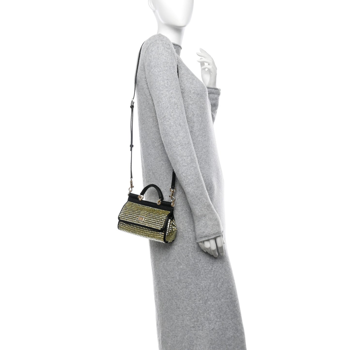 Stampa Iguana Embossed Crystal Small Miss Sicily Satchel Gold