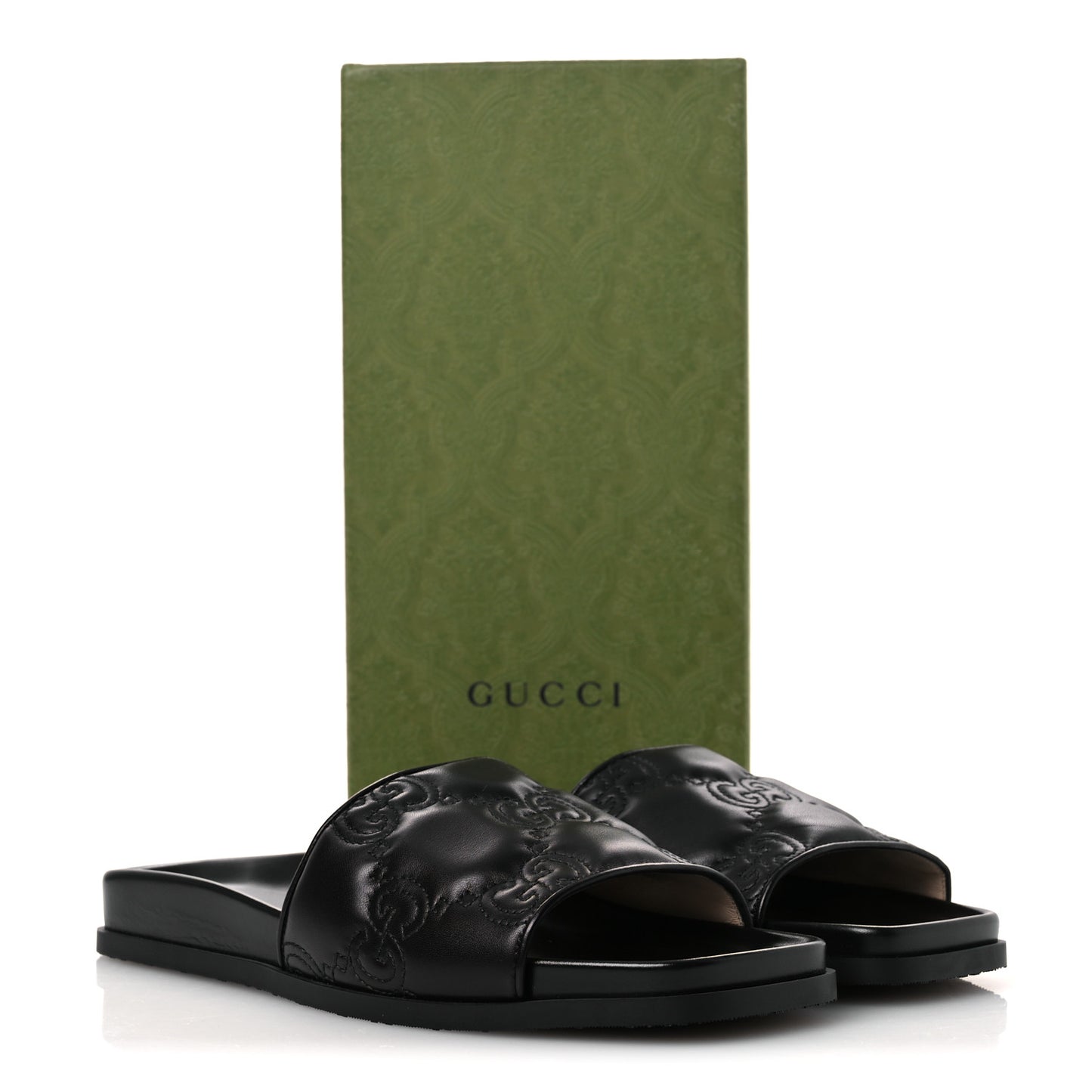 Nappa GG Matelasse Flat Slide Sandals 42 Black