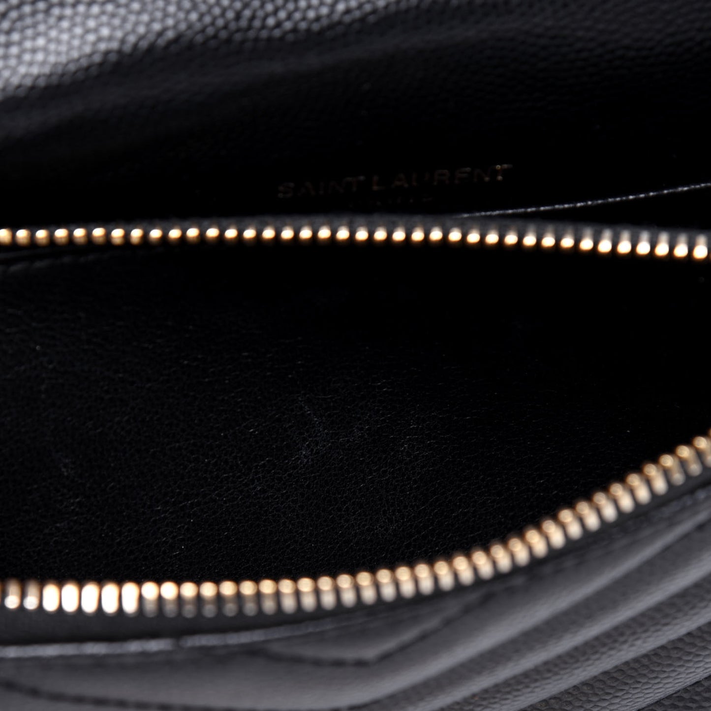Grain De Poudre Matelasse Chevron Monogram Envelope Chain Wallet Black
