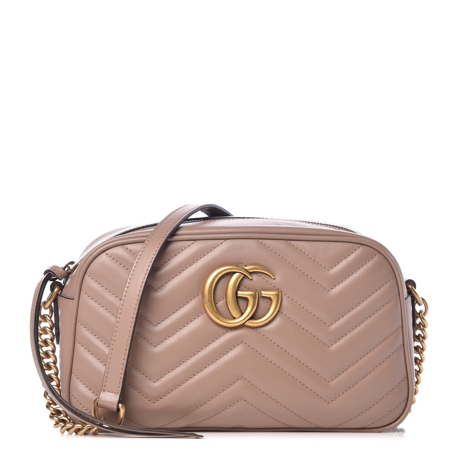 Gucci Calfskin Matelasse Small GG Marmont Chain Shoulder Bag Porcelain Rose 1 of 7