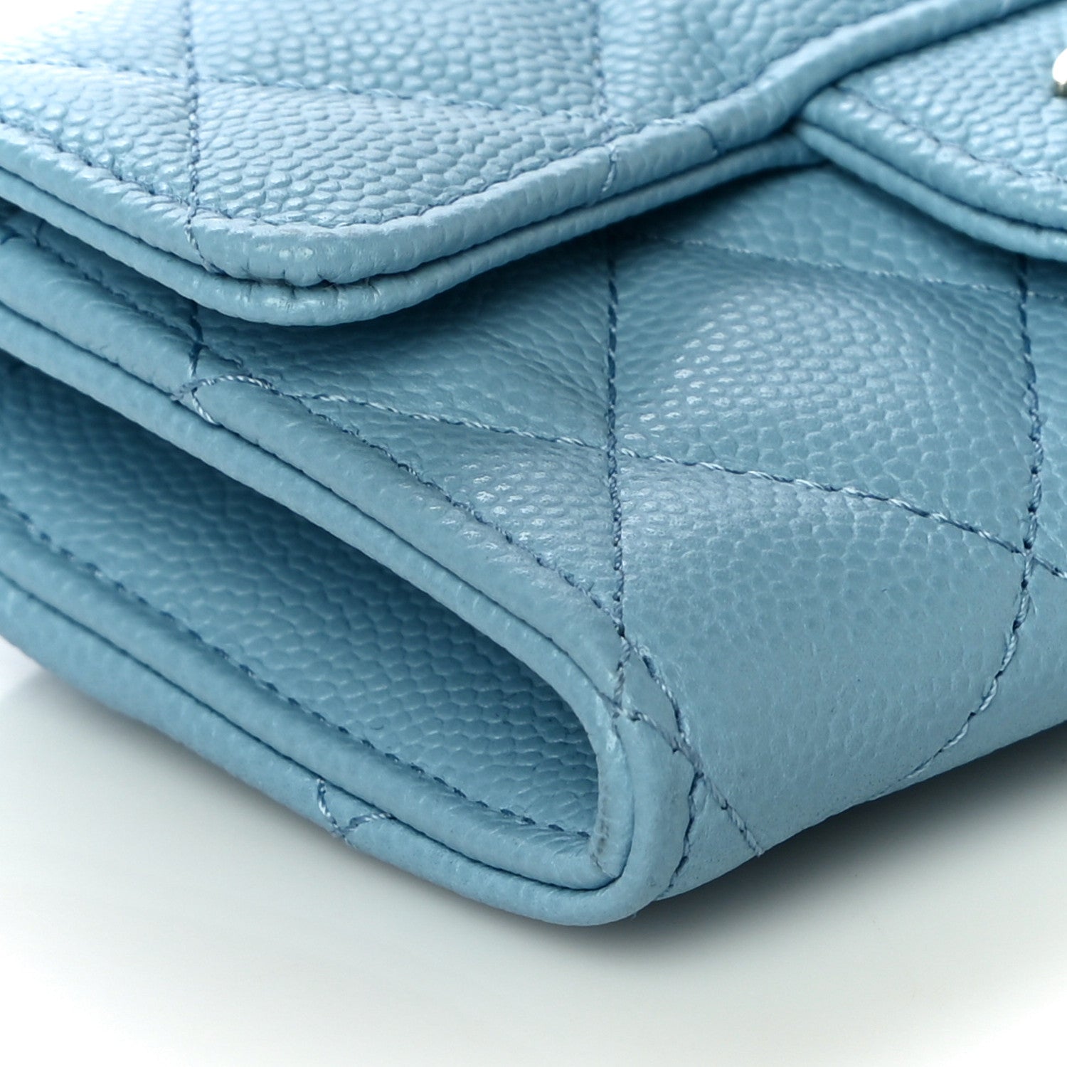 Chanel Caviar Quilted Flap Card Holder Wallet Light Blue 10 of 11