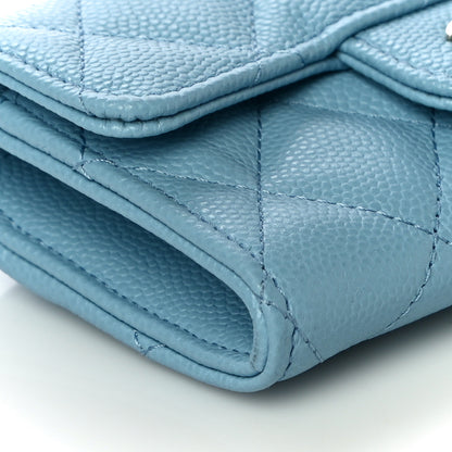 Chanel Caviar Quilted Flap Card Holder Wallet Light Blue 10 of 11