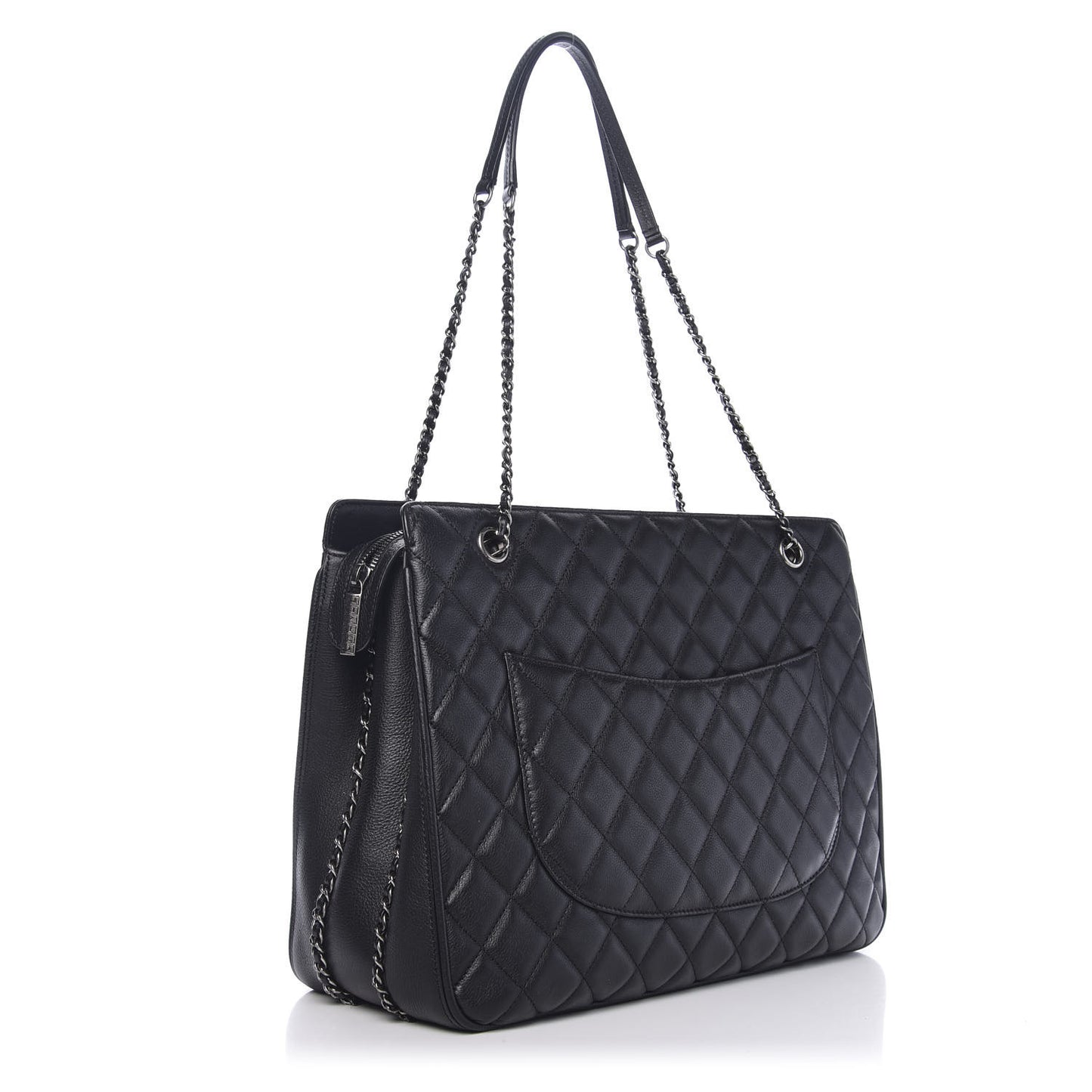 Calfskin Quilted Frame In Chain Tote Black
