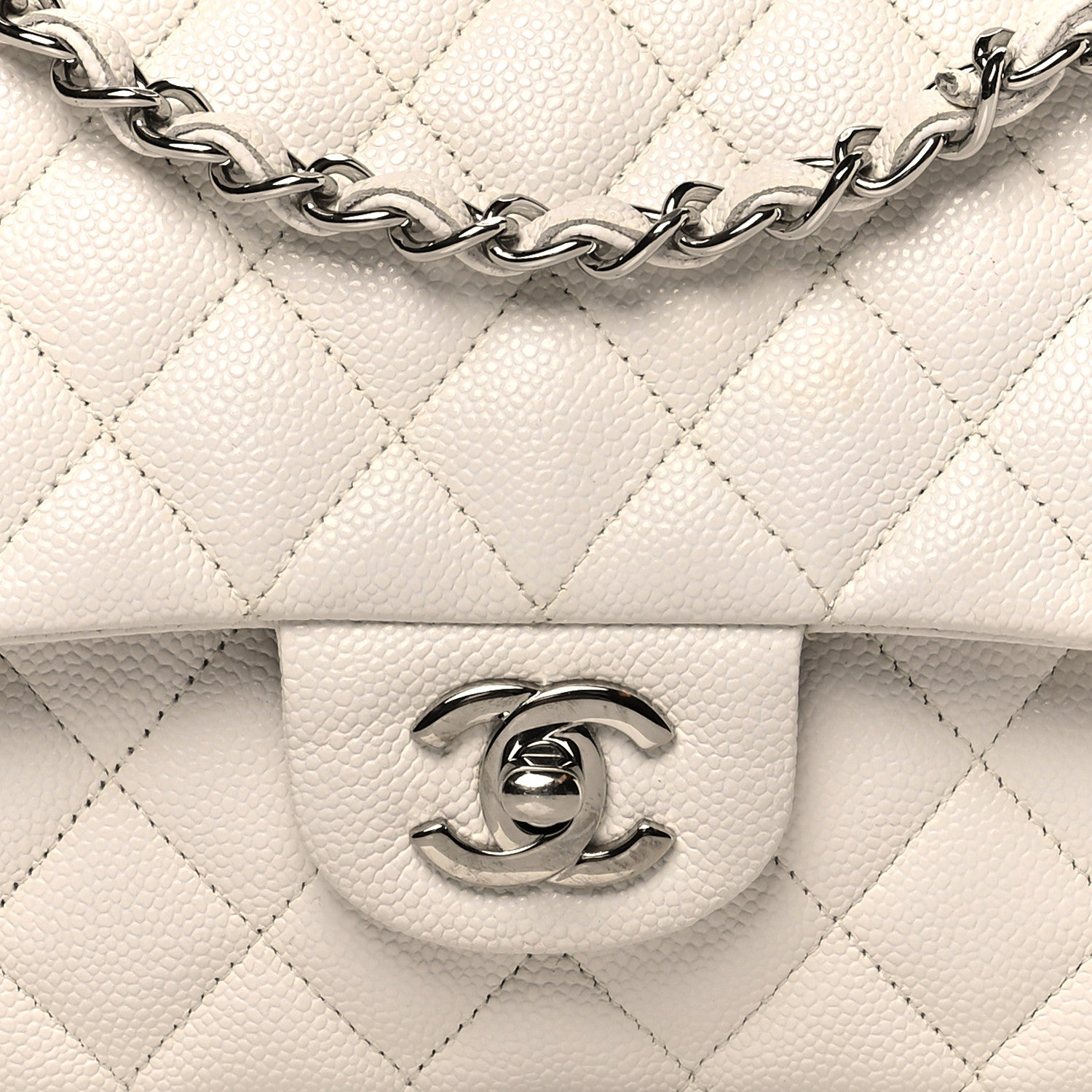 Chanel Caviar Quilted Medium Double Flap White 10 of 10