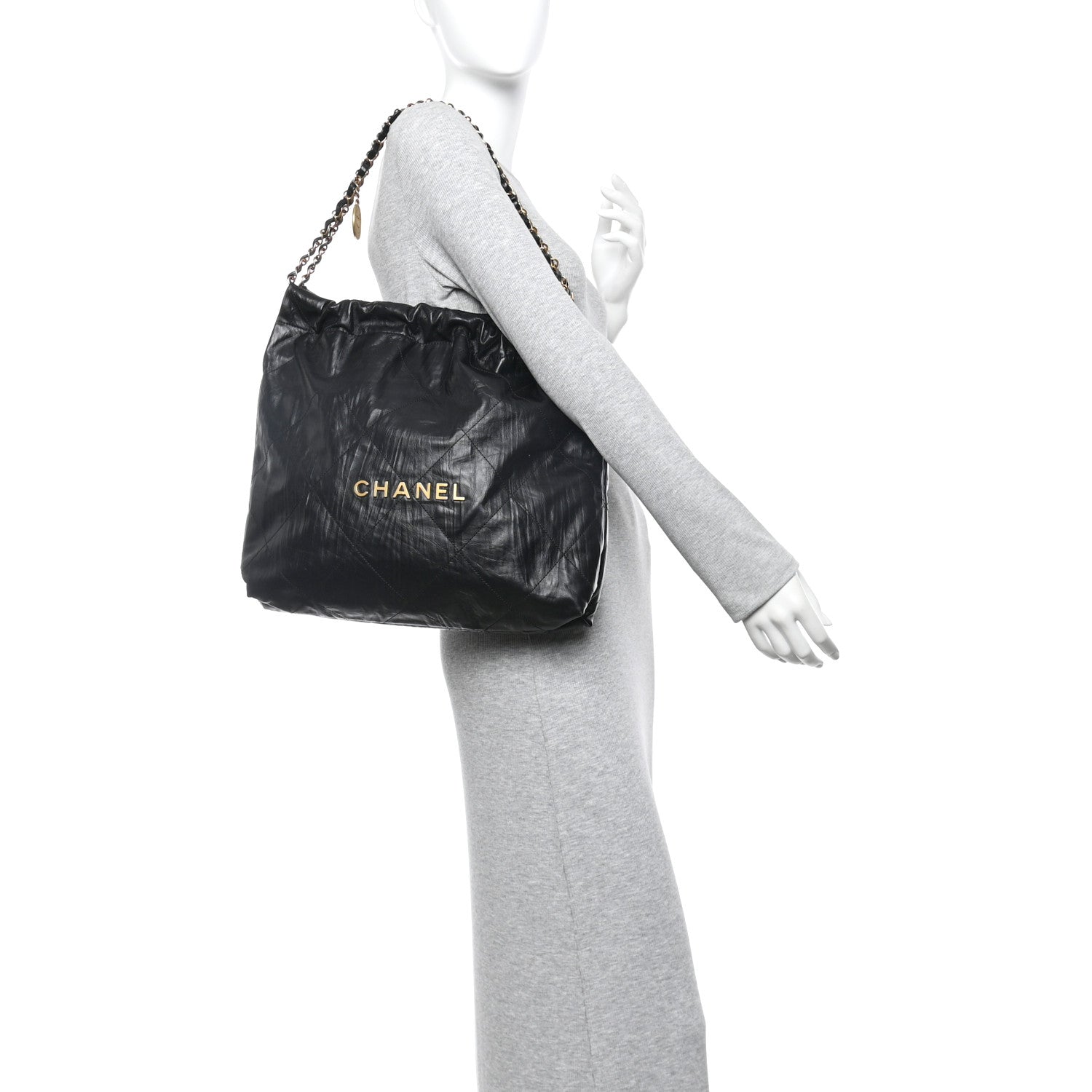 Chanel Crumpled Calfskin Quilted Chanel 22 Black 2 of 11