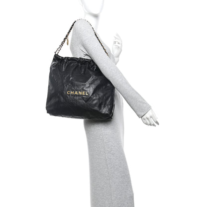 Chanel Crumpled Calfskin Quilted Chanel 22 Black 2 of 11