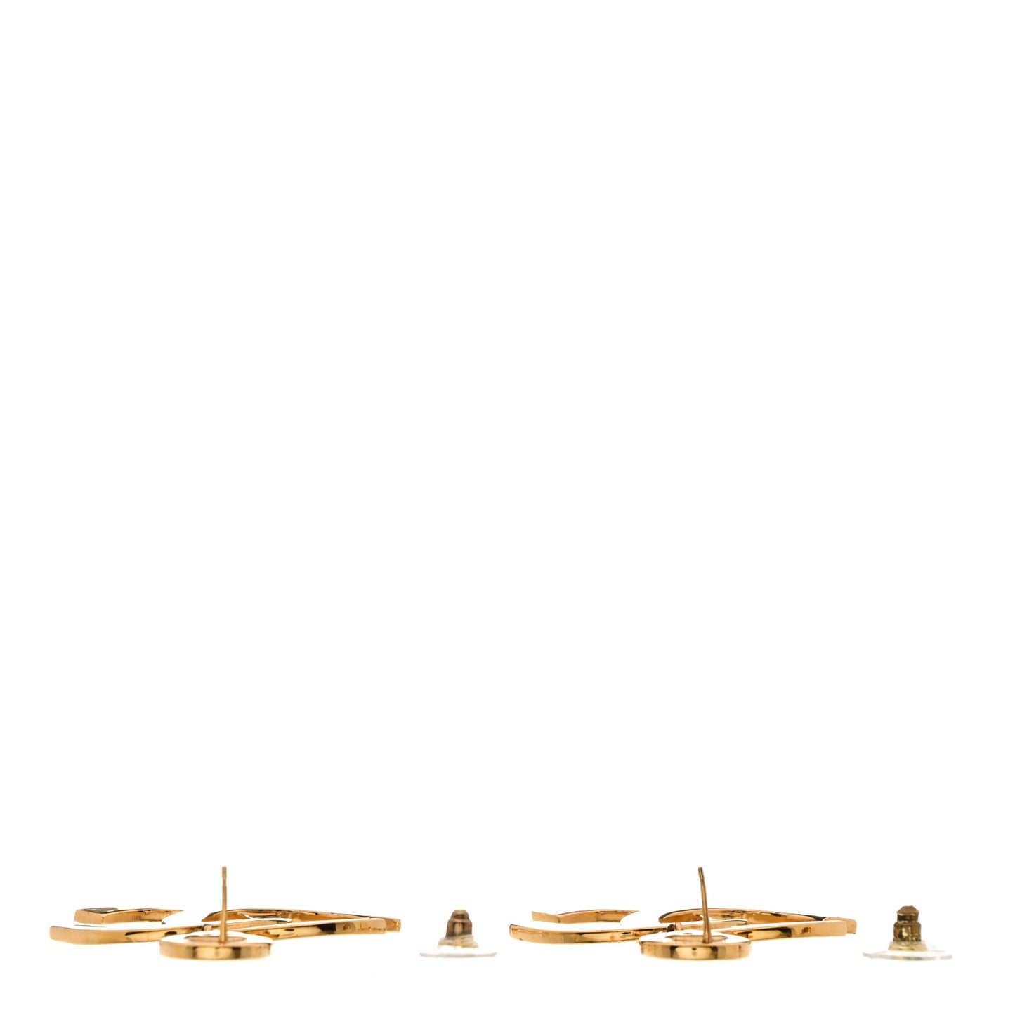 Metal Large Paris Button Earrings Gold