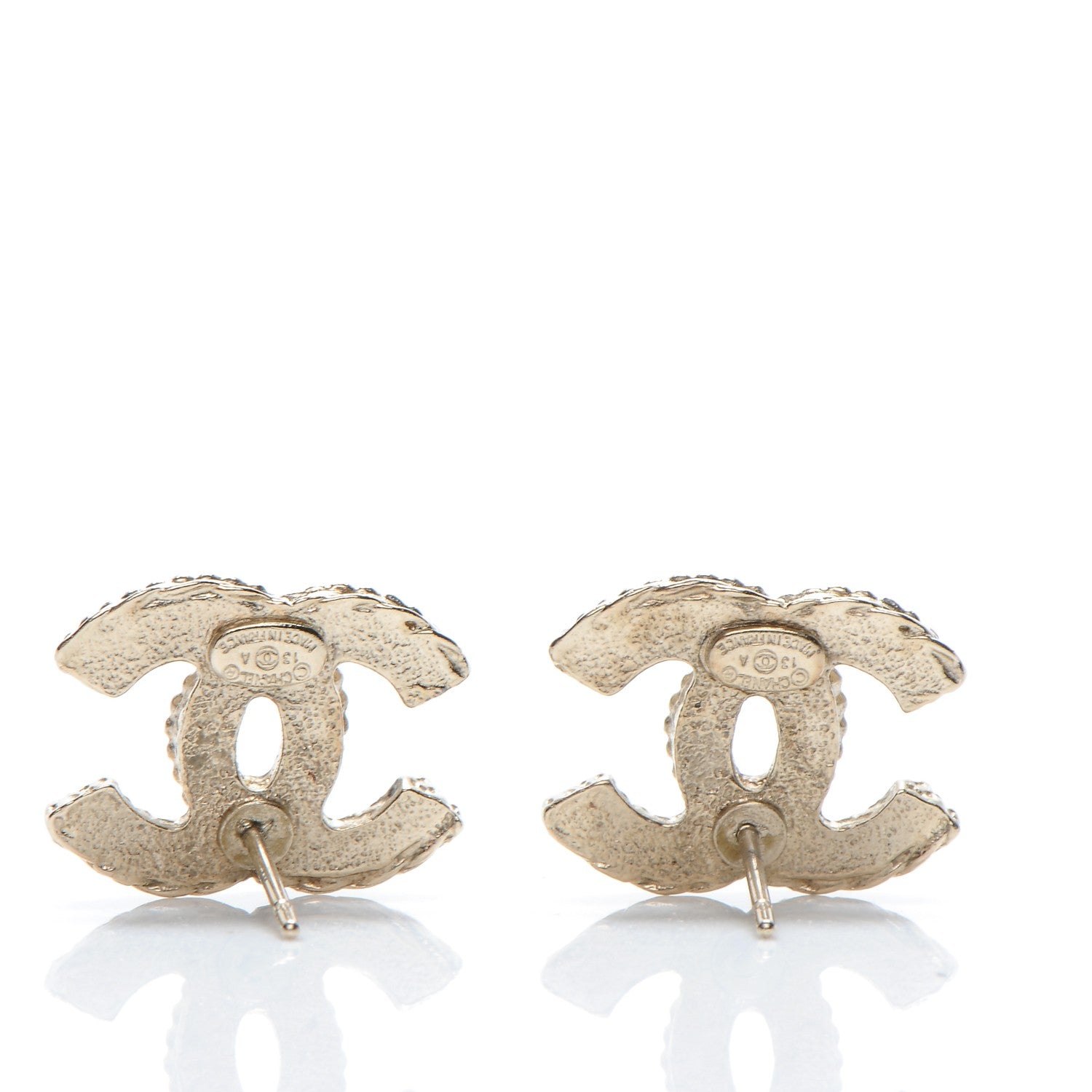 Chanel Enamel CC Earrings White Gold 3 of 4