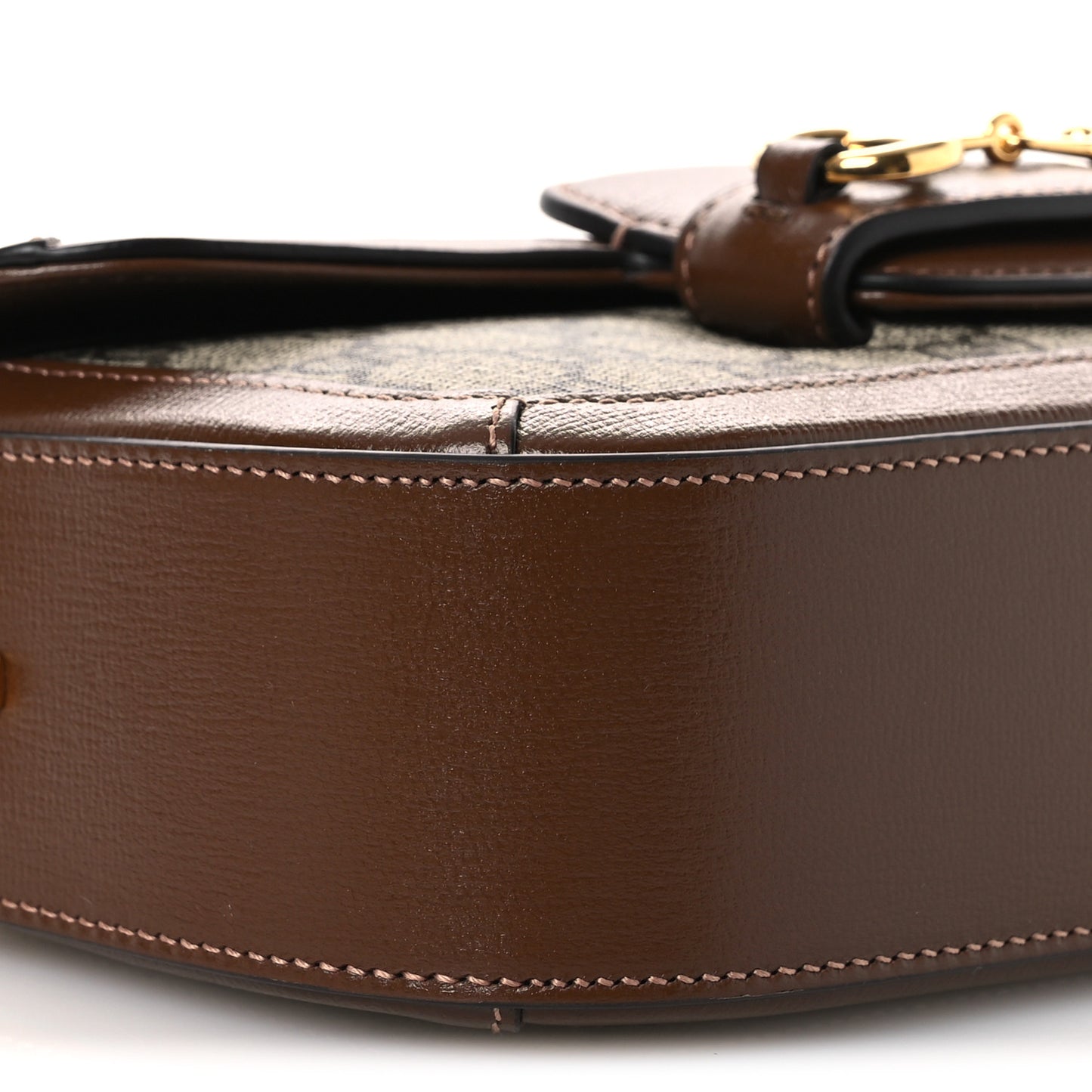GG Supreme Monogram Small Horsebit 1955 Chain Shoulder Bag Beige Ebony Brown Sugar