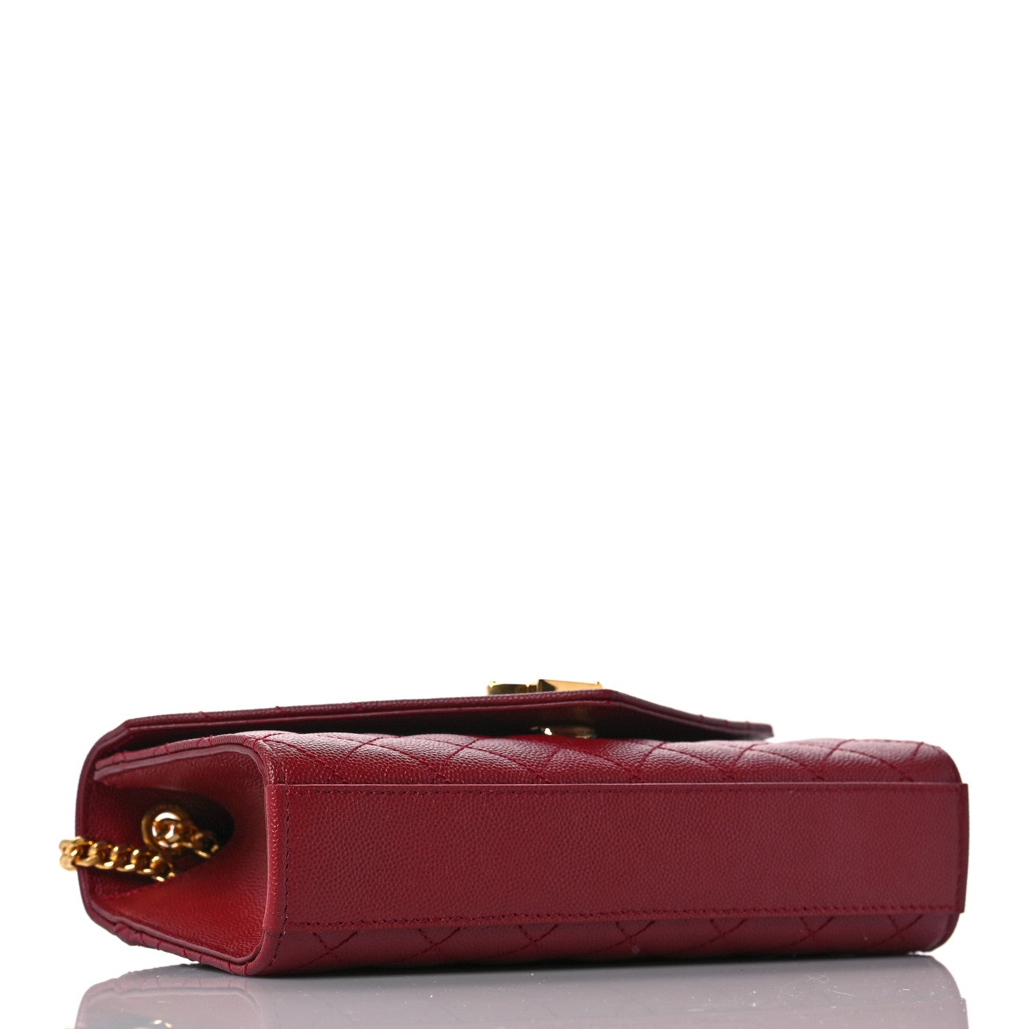 Saint Laurent Grain De Poudre Textured Mixed Matelasse Triquilt Small Monogram Satchel Red 4 of 8
