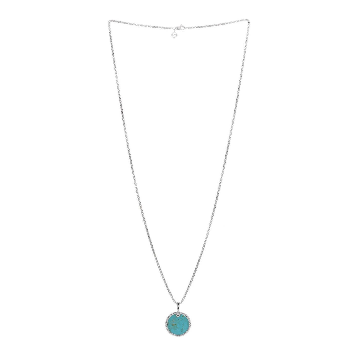 Sterling Silver Diamond Turquoise Mother of Pearl Elements Disc Pendant Necklace
