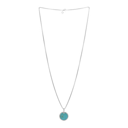 David Yurman Sterling Silver Diamond Turquoise Mother of Pearl Elements Disc Pendant Necklace 2 of 4