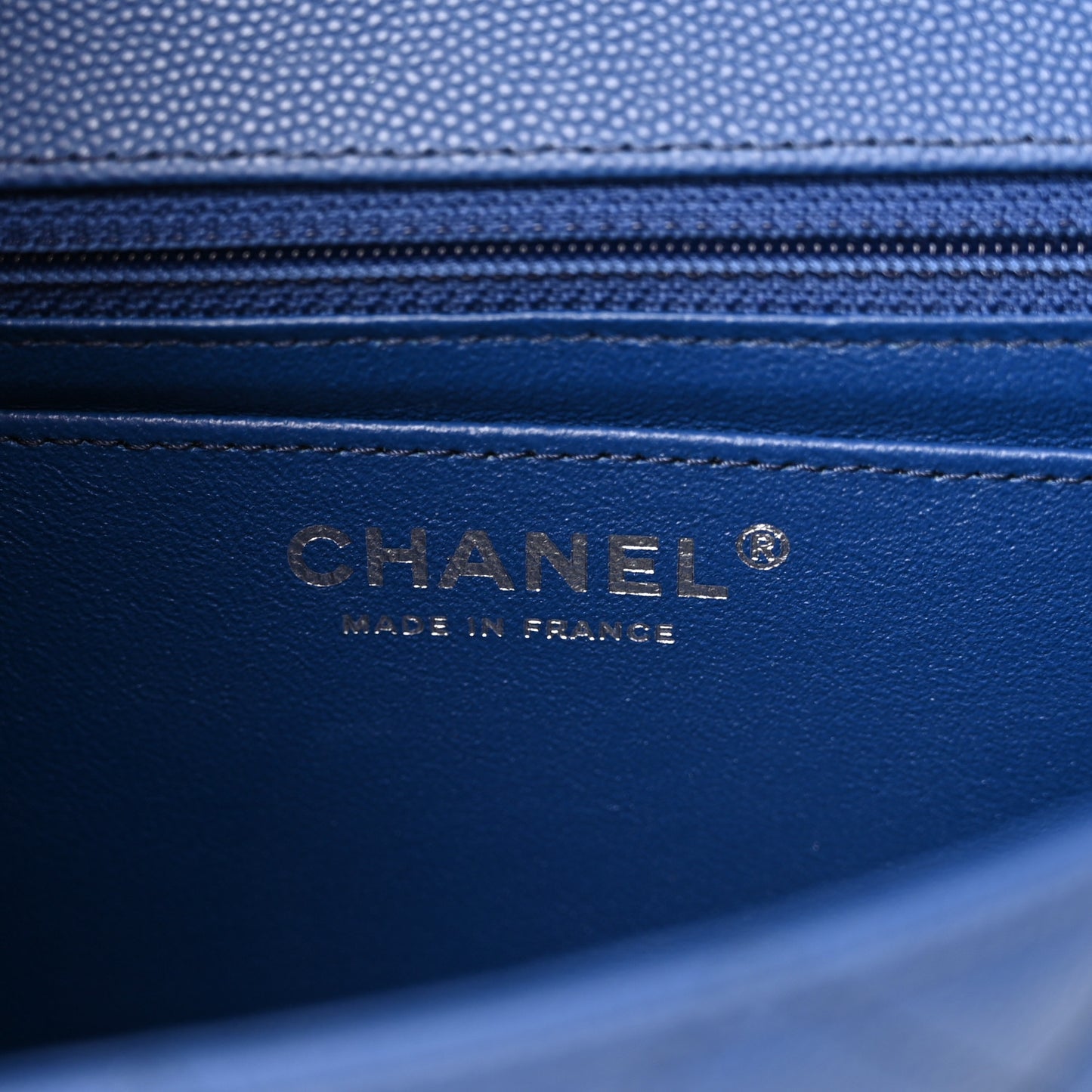 Caviar Quilted Mini Rectangular Flap Blue
