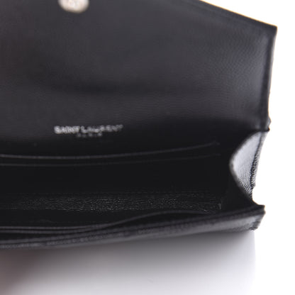 Saint Laurent Grain De Poudre Matelasse Chevron Small Monogram Envelope Wallet Black 5 of 10