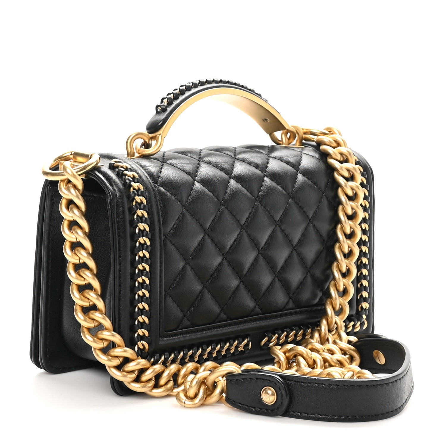 Chanel Lambskin Quilted Small Top Handle Boy Flap Black 2 of 11