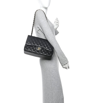 Chanel Caviar Quilted Jumbo Double Flap Black Black 2 of 16
