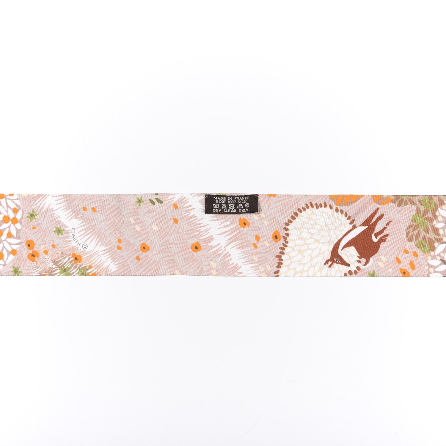 Hermes Silk Dans Un Jardin Anglais Twilly Orange Beige Rose Kaki 2 of 4