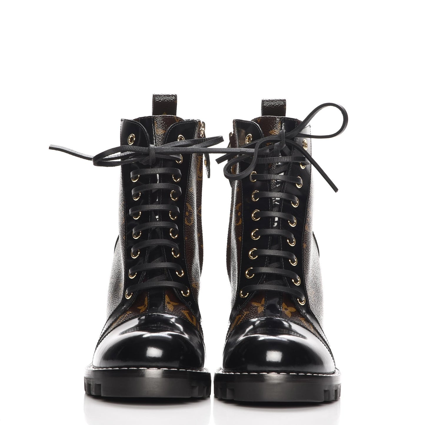 Patent Calfskin Monogram Star Trail Ankle Boots 41 Black